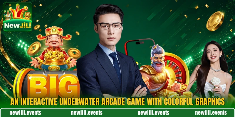 An interactive underwater arcade game with colorful graphics An interactive underwater arcade game with colorful graphics