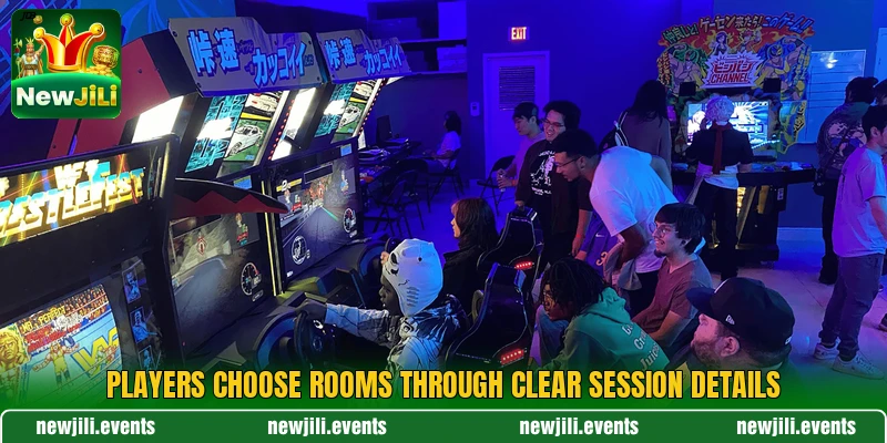 Players choose rooms through clear session details