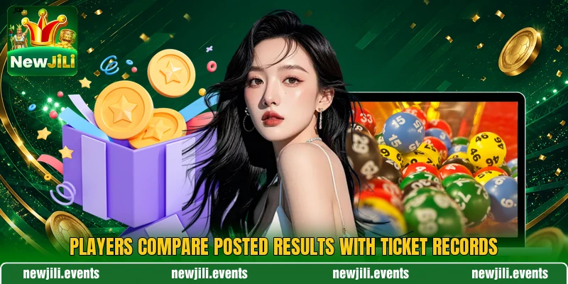 Players compare posted results with ticket records