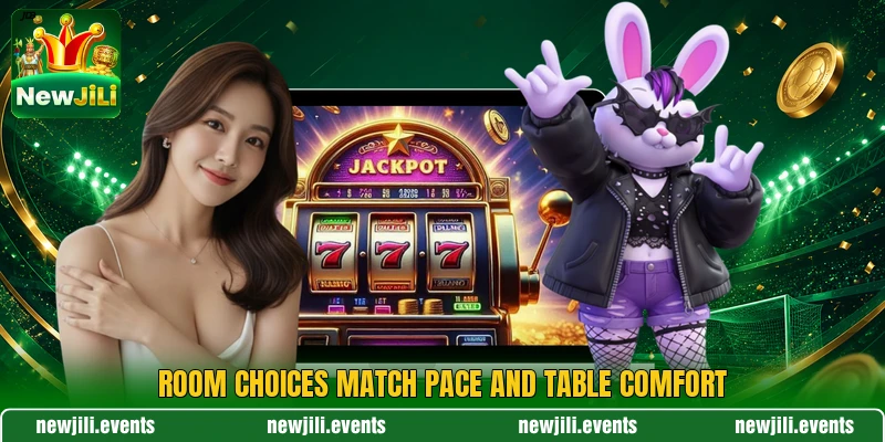 Room choices match pace and table comfort